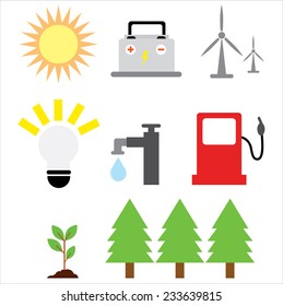 ecology icons set on white