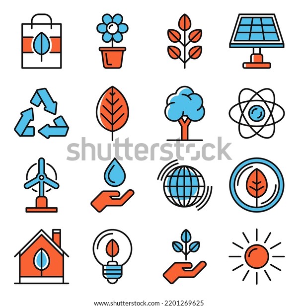 Ecology Icons Set on White Background.\
Vector illustration