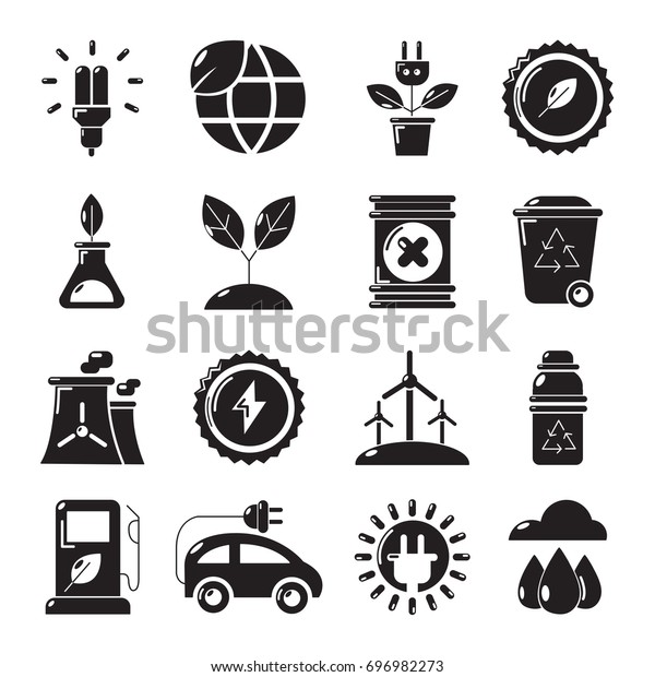 Ecology icons set. Simple illustration of 16 ecology\
vector icons for web