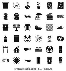 Ecology icons set. Simple style of 36 ecology vector icons for web isolated on white background