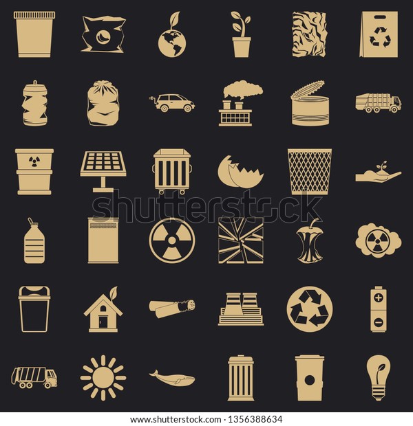 Ecology icons set. Simple style of 36 ecology\
vector icons for web for any\
design