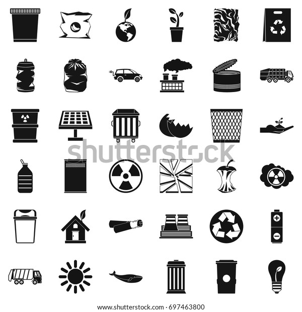 Ecology icons set. Simple style of 36\
ecology vector icons for web isolated on white\
background