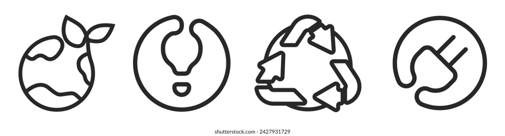 Ecology icons set. Vector icon of the planet with a leaf. Planet save vector icon concept. Terraforming symbol. Earth atmosphere symbol icon. Planet earth is life.