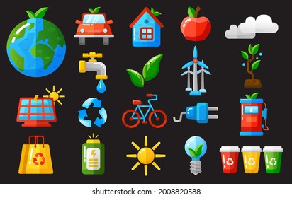 Ecology icons set vector illustration.