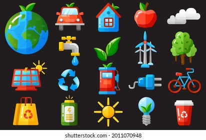 Ecology icons set vector illustration.