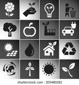 Ecology Icons Set. Vector. Illustration.