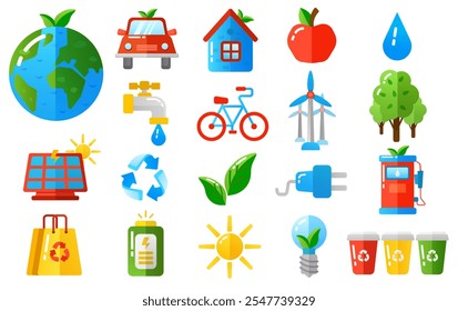 Ecology icons set vector illustration.