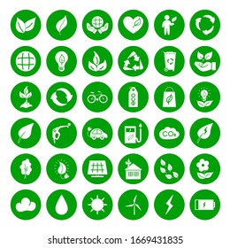 Ecology Icons Set. Vector Modern Glyph Symbols. Eco Friendly Flat Sign Collection.