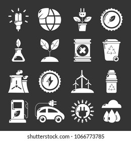 Ecology icons set vector white isolated on grey background 