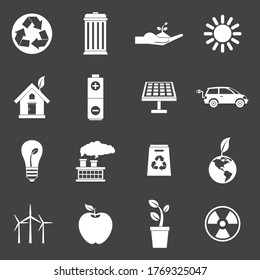 Ecology icons set vector white isolated on grey background