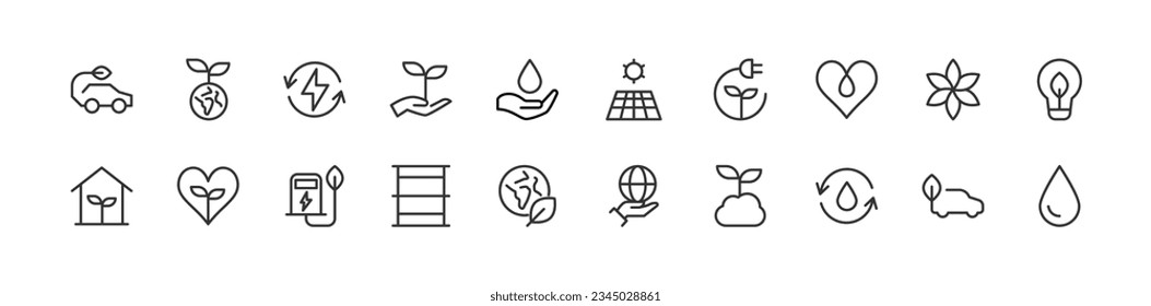 ecology icons set for web and UIUX design. Vector objects isolated on a white background