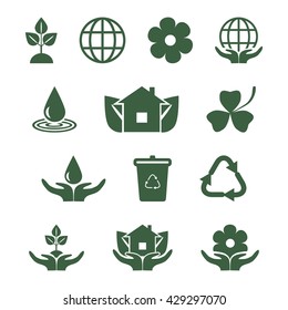 Ecology icons set, without line contour series