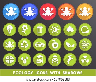 Ecology Icons with Shadows. 