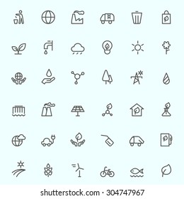 Ecology Icons, Simple And Thin Line Design