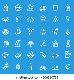 Iconos ecológicos, diseño de línea simple y delgada