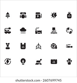 Ecology Icons with solid style, perfect for user interface projects