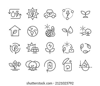 Ecology Icons - Vector Line Icons. Editable Stroke. Vector Graphic