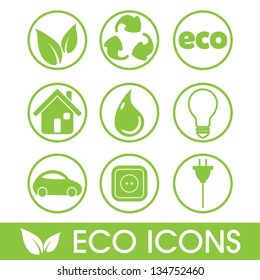 Ecology icons vector set, recycle concept, energy efficiency concept, vector illustration