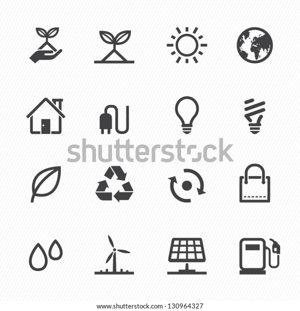 Ecology Icons White Background Stock Vector (Royalty Free) 130964327