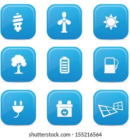 Ecology icons,Blue buttons,vector