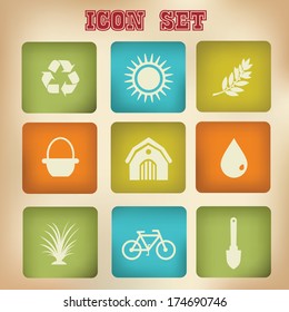 Ecology icons,vintage version,vector