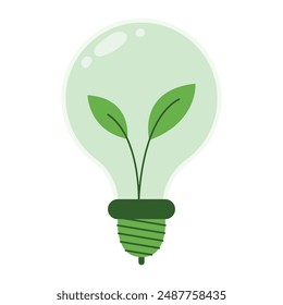 Bombilla verde de la idea de la ecología con la Ilustración vectorial de la planta