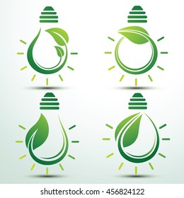 Ecology idea green bulb with plant vector illustration