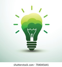 Ecology idea green bulb with plant vector illustration