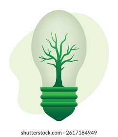 Ecology illustration. Led bulb. Vector illustration isolated on white background.