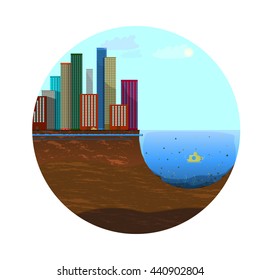 Ecology. The illustration on the theme of nature conservation in the city