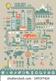 ecology info graphic background,vector buildings