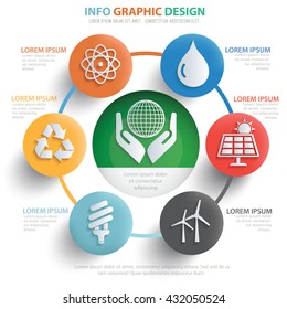 Ecology info graphic design on clean background,vector