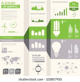 Ecology info graphics collection, charts, symbols, graphic vector elements