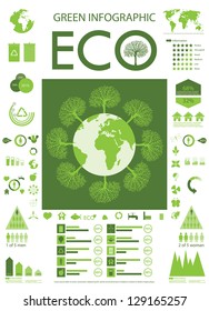 Ecology info graphics collection, symbols, graphic vector elements