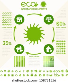 Ecology InfogFlat Infographic Elements. Opportunity to Highlight any Country on the World Map. Vector Illustration EPS 10.
