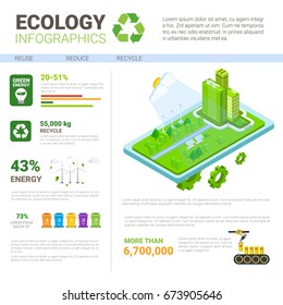 Ecology Infographic Banner Recycle Waste Sorting Garbage Concept Environmental Protection Vector Illustration