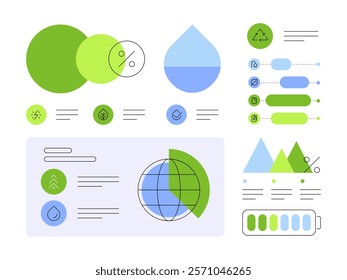 Ecology. Infographic elements. Flat graphics. Horizontal poster. Vector file.