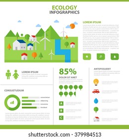 Ecology infographic elements layout template flat design set, ecology presentation templates layout for brochure flyer marketing and advertising