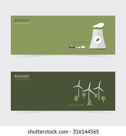 Ecology Infographic Environmental protection concept banners flat illustration.
