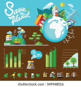 Ecology Infographic flat icon, vector illustration eps 10