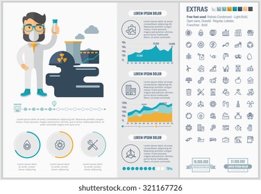 Ecology infographic template and elements. The template includes illustrations of hipster men and huge awesome set of thin line icons. Modern minimalistic flat vector design.