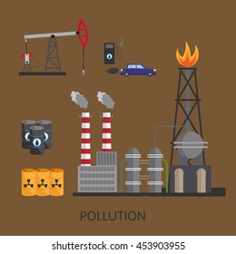 Ecology infographic vector elements illustration and environmental risks and pollution.