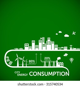 Ecology infographics - city energy consumption