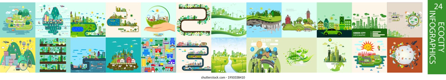 Ecology infographics set. Ecocity Infographics
