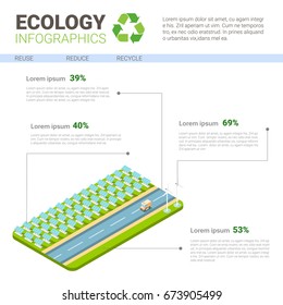 Ecology Infographics World Environmental Protection Green Energy Concept Banner With Copy Space Vector Illustration