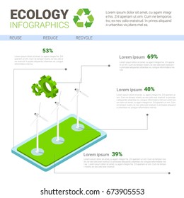 Ecology Infographics World Environmental Protection Green Energy Concept Banner With Copy Space Vector Illustration