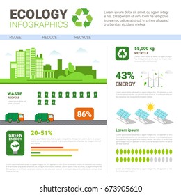 Ecology Infographics World Environmental Protection Green Energy Concept Banner With Copy Space Vector Illustration