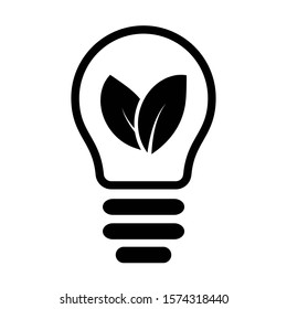 Ecology lamp vector icon. Eco electricity illustration sign. Energy saving lamp symbol. Eco logo.