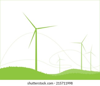 ecology landscape with wind farm. vector illustration