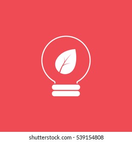 Ecology Leaf In Ball Flat Icon On Red Background